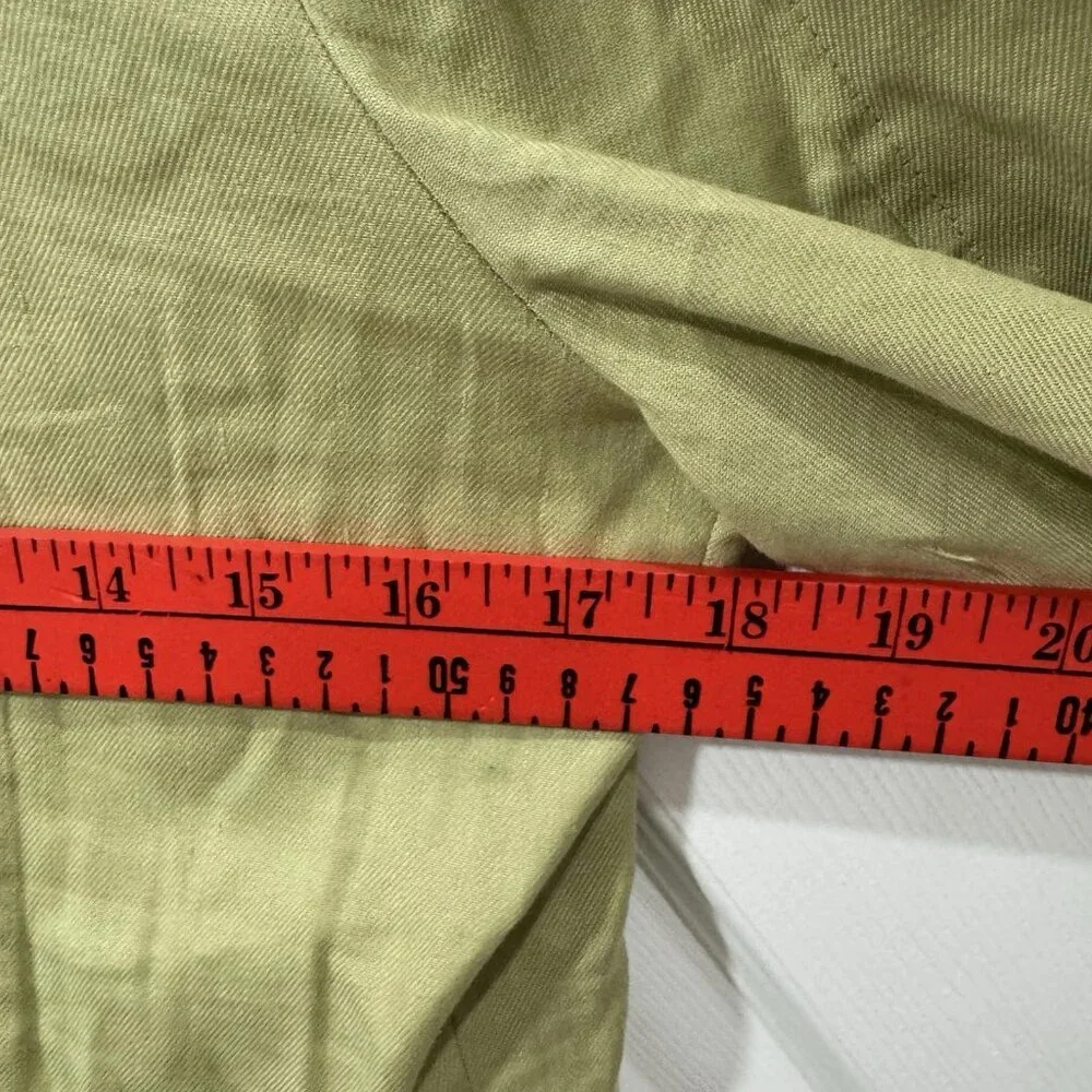 Babaton Hadwyn Rare Pistachio Green Crop Top Puff Sleeve‎ Size Large Linen Blend